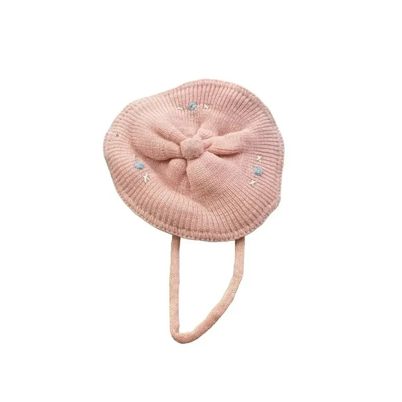 Vintage Baby Pink Winter Warm Knitted Beanie Baby Hat - Picture 1 of 4